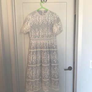 Ivy City sz XL Ice blue and white lace dress. Zip back closure, no pockets.